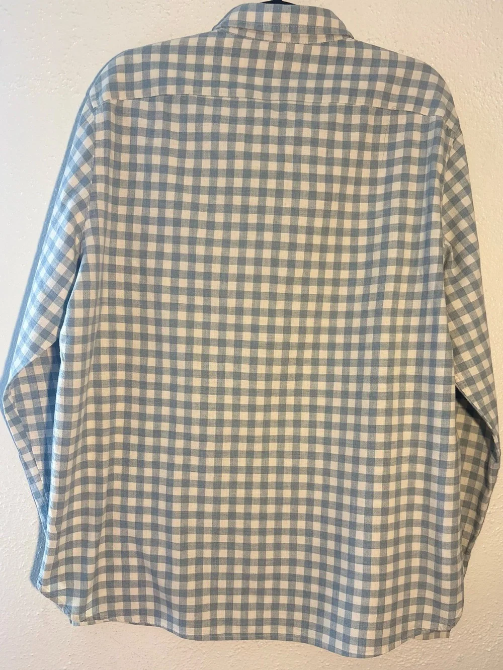 J. Crew Preppy Shirt Mens XLT Dresden Blue White Cotton Gingham Plaid Button